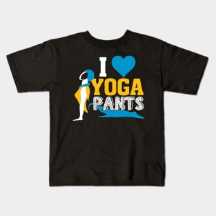 I heart love yoga pants funny humor yoga Kids T-Shirt